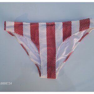 H&M Women's Red & White Striped Bikini Bottoms Size 8